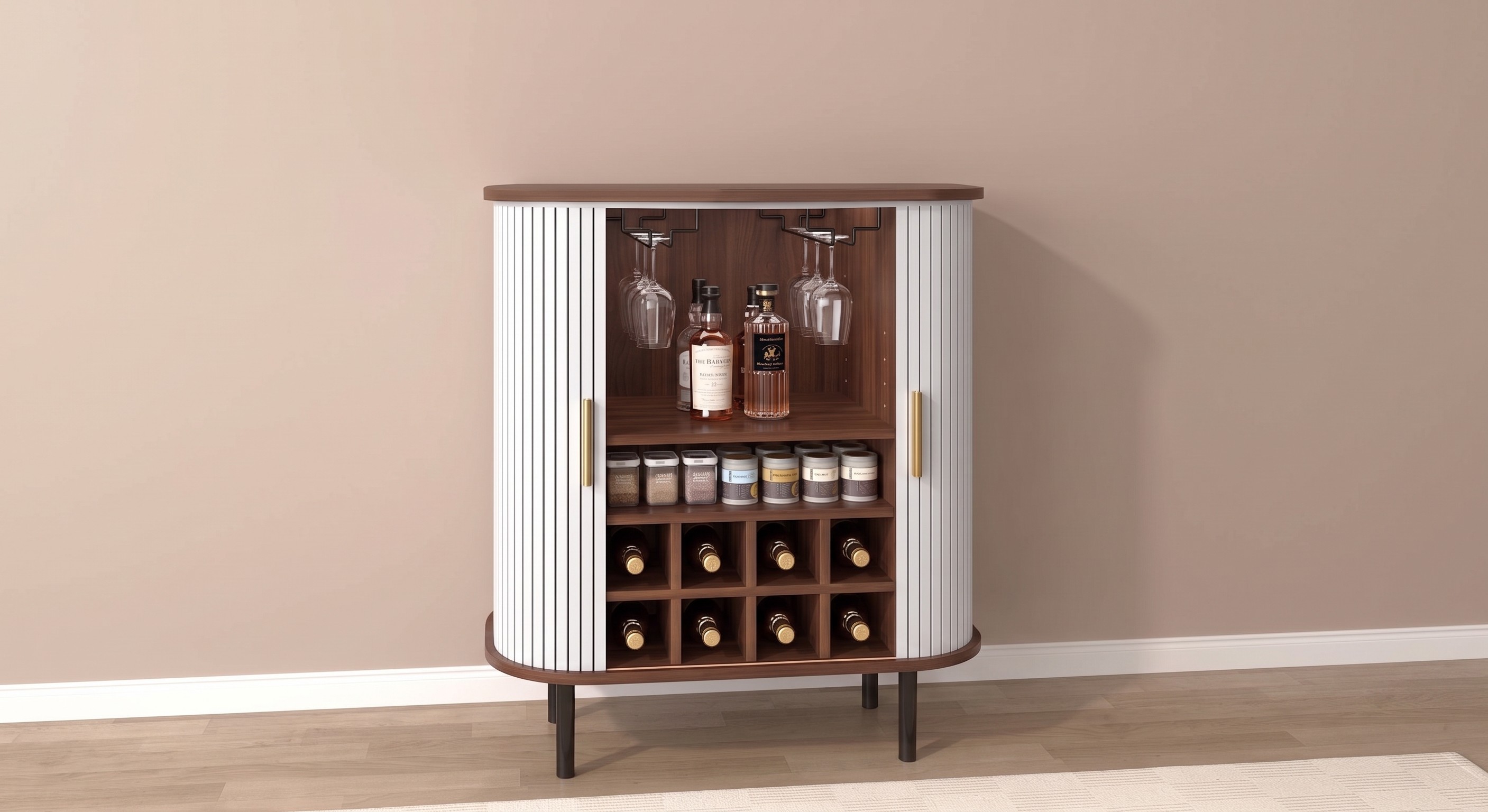 art deco barski kabinet s tambour lamelama, inspiracija za harmonika vrata surf bara